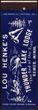 Vintage matchbook cover THUNDER LAKE LODGE full length fishing picture Remer Minnesota