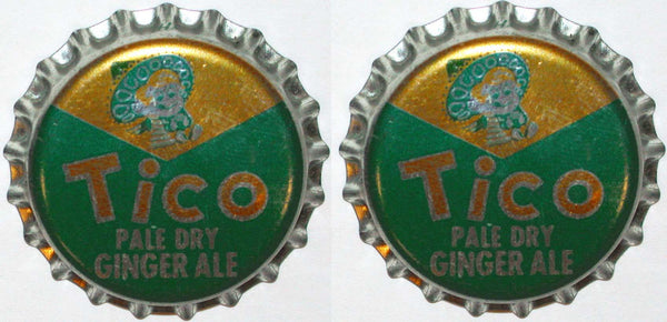 Soda pop bottle caps TICO GINGER ALE Lot of 2 cork lined unused new old stock