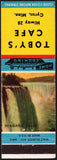 Vintage matchbook cover TOBYS CAFE with Niagara Falls pictured from Cyrus Minnesota