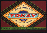 Vintage soda pop bottle label TOKAY PUNCH Oakland California new old stock n-mint