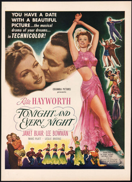 Vintage magazine ad TONIGHT AND EVERY NIGHT movie 1945 starring Rita Hayworth