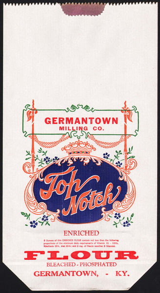 Vintage bag TOP NOTCH Flour Germantown Milling Kentucky new old stock n-mint