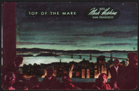 Vintage playing card TOP OF THE MARK at night Hotel Mark Hopkins San Francisco