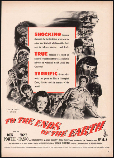Vintage magazine ad TO THE ENDS OF THE EARTH movie 1948 Dick Powell Signe Hasso