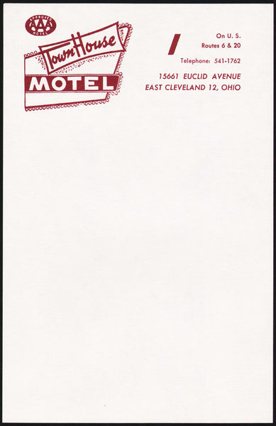 Vintage letterhead TOWN HOUSE MOTEL Us Routes 6 and 20 East Cleveland Ohio n-mint+