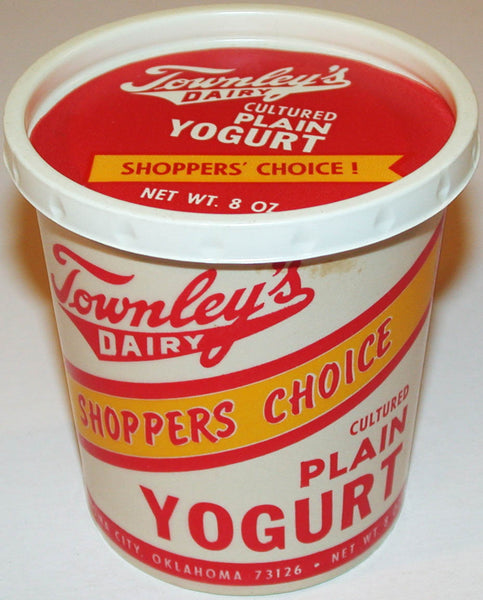 Vintage paper cup TOWNLEYS DAIRY YOGURT with matching lid Oklahoma City Oklahoma