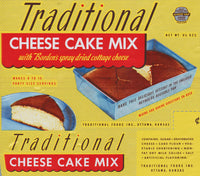 Vintage box wrapper TRADITIONAL CHEESE CAKE MIX Bordens Ottawa Kansas n-mint