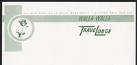 Vintage letterhead TRAVELODGE Walla Walla Washington Sleepy the Bear pictured n-mint+