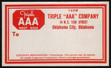 Vintage sticker TRIPLE AAA ROOT BEER Oklahoma City Oklahoma new old stock n-mint