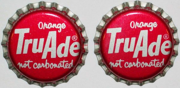 Soda pop bottle caps TRU ADE ORANGE Lot of 2 plastic lined unused new old stock