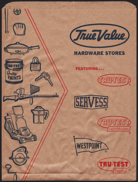 Vintage bag TRUE VALUE HARDWARE STORES with products pictured new old stock n-mint