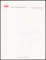 Vintage letterhead TWA Trans World Airlines Mid Continent Airport Kansas City MO