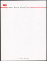 Vintage letterhead TWA Trans World Airlines Inc USA Europe Africa Asia n-mint