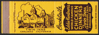 Vintage matchbook cover TWIN INNS Eddie Kentners Chicken Dinners Carlsbad California