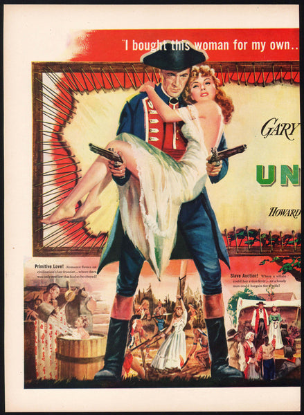 Vintage magazine ad UNCONQUERED movie 1947 Gary Cooper Paulette Goddard 2 page
