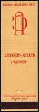 Vintage matchbook cover UNION CLUB of BOSTON with the UC logo Massachusetts