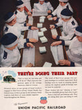 Vintage magazine ad UNION PACIFIC RAILROAD from 1943 picturing Red Cross workers