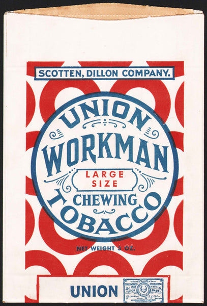 Vintage bag UNION WORKMAN TOBACCO Free Sample Scotten Dillon Detroit Mich n-mint