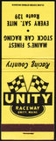 Vintage full matchbook UNITY RACEWAY checkered flags pictured Maine Stock Car Racing