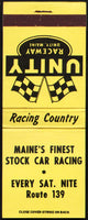 Vintage full matchbook UNITY RACEWAY checkered flags pictured Maine Stock Car Racing