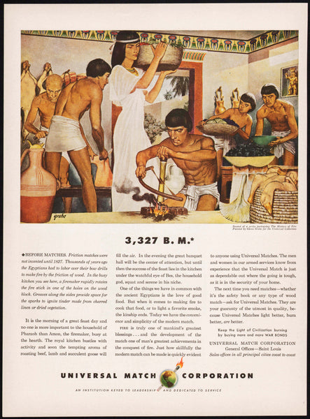 Vintage magazine ad UNIVERSAL MATCH CORPORATION from 1943 Glenn Grohe 3327 BM