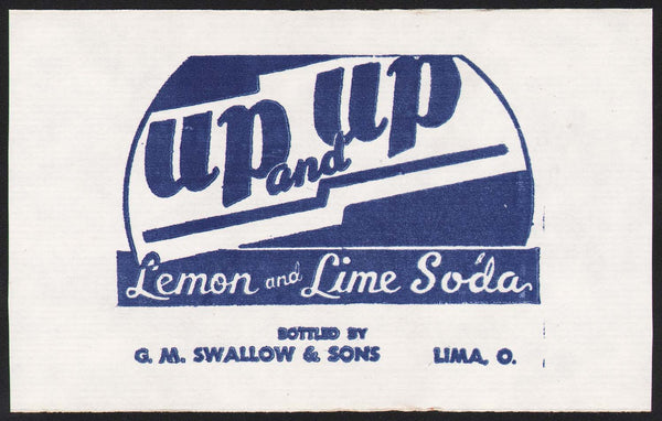 Vintage sticker UP and UP Lemon and Lime Soda Swallow Lima Ohio new old stock