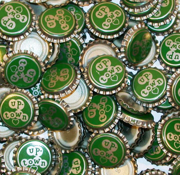 Soda pop bottle caps Lot of 12 UPTOWN heart pictured plastic lined new old stock