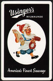 Vintage playing card USINGERS black Americas Finest Sausage Milwaukee Wisconsin