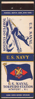 Vintage matchbook cover U S NAVAL TORPEDO STATION man riding torpedo Newport RI