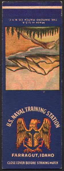 Vintage matchbook cover US NAVAL TRAINING STATION Farragut Idaho salesman sample