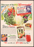 Vintage magazine ad V 8 VEGETABLE JUICE 1942 Recommended nutrition Kraft Cheese