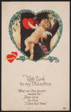 Vintage postcard WITH LOVE TO MY VALENTINE picturing cupid in a heart early one