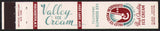 Vintage matchbook cover VALLEY ICE CREAM INCORPORATED from Rochester New York