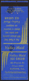 Vintage matchbook cover VALLEY MAID ICE CREAM #1 Fox Valley Aurora Illinois