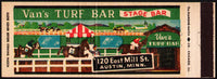 Vintage matchbook cover VANS TURF BAR full length race horses Austin Minnesota
