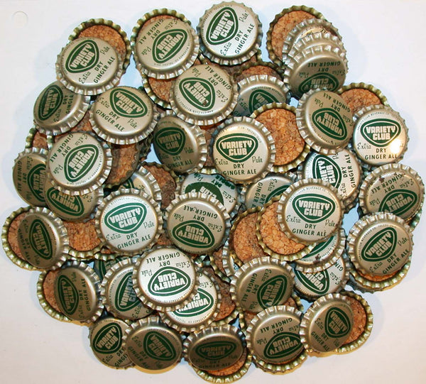 Soda pop bottle caps Lot of 100 VARIETY CLUB GINGER ALE cork lined new old stock