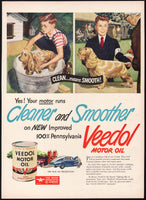 Vintage magazine ad VEEDOL MOTOR OIL Tide Water Oil Co 1947 boy dog pictured