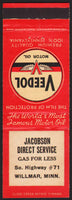 Vintage matchbook cover VEEDOL MOTOR OIL Jacobson Service Willmar Minnesota