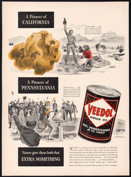 Vintage magazine ad VEEDOL MOTOR OIL 1940 Tide Water Oil Co Rolf Klep artwork
