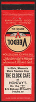 Vintage matchbook cover VEEDOL MOTOR OIL The Clock Cafe Honzays Olivia Minnesota