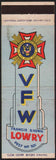 Vintage matchbook cover VFW Francis Brown Lowry Post No 501 sign Denver Colorado