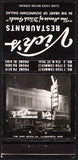 Vintage matchbook cover VICKS RESTAURANTS neon signs pictured Downtown Dallas