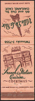 Vintage matchbook cover VILLA DE LA PAIX Eiffel Tower picture Oakland California
