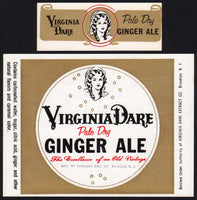 Vintage soda pop bottle label VIRGINIA DARE GINGER ALE Pleasantville New Jersey
