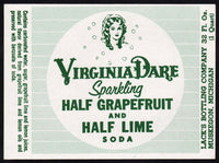 Vintage soda pop bottle label VIRGINIA DARE HALF and HALF Muskegon Michigan