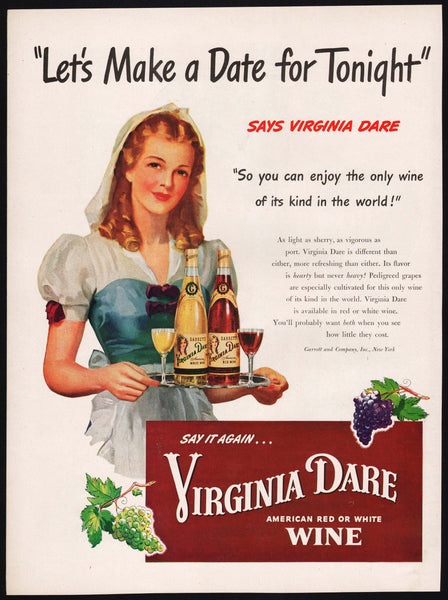 Vintage magazine ad VIRGINIA DARE WINE from 1947 woman pictured Garrett New York