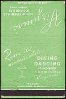 Vintage matchbook cover VIRGINIAS Dining Dancing Cocktails Los Angeles California