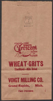 Vintage bag VOIGTS CRESCENT Wheat Grits 2lb Voigt Milling Grand Rapids Michigan