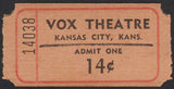 Vintage tickets VOX THEATRE Kansas City KS Lot of 2 different unused n-mint+