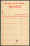 Vintage receipt WALKERS MOBIL SERVICE gas oil Fort Scott Kansas new old stock